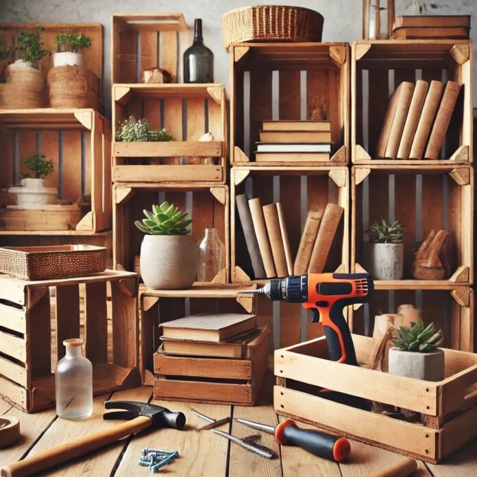 DIY Jak zrobić własny regał na książki z drewnianych skrzynek – krok po kroku
