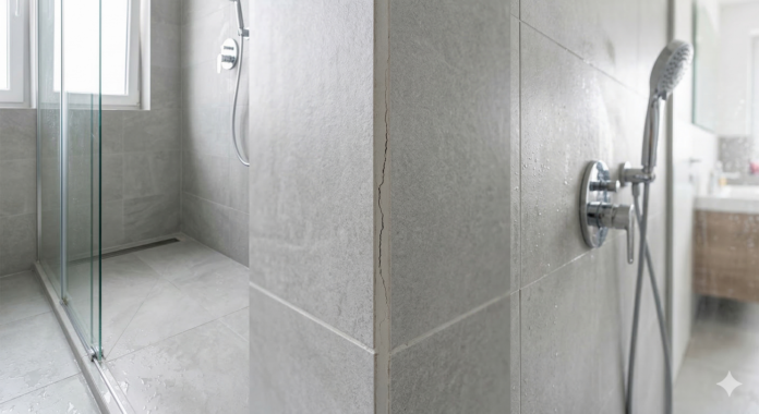 Pękająca fuga w narożniku pod prysznicem